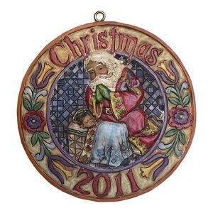 Jim Shore 2011 Heartwood Creek Santa And Baby Jesus Christmas Hanging Ornament